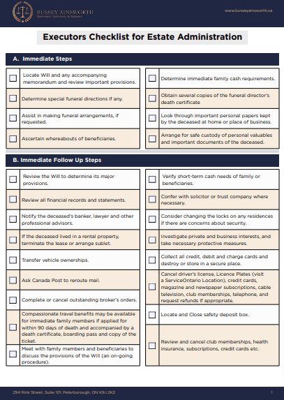 Executor's Checklist for Estate Administration